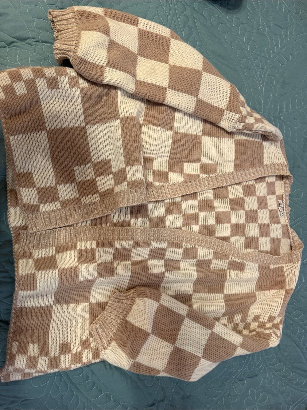 Women’s Knit Sweater Cardigan - Cream & Tan
